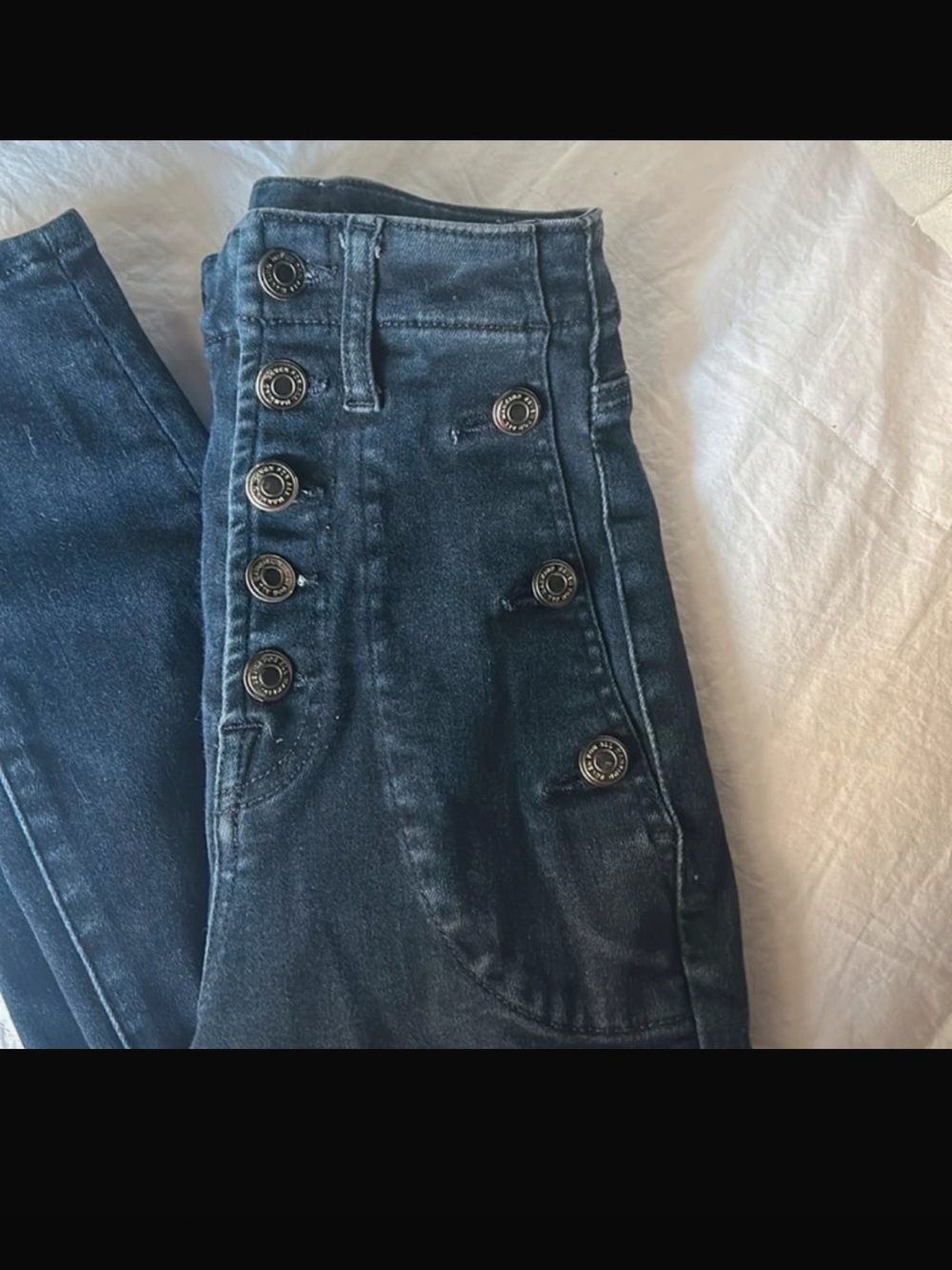 7 For All Mankind High-Rise Button-Front Jeans - Dark Blue
